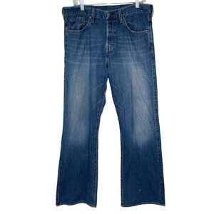 Vtg Abercrombie Fitch Men Denim Bootcut Jeans Button Fly 32x33 Y2K Faded Whisker